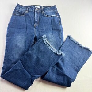 A Loves A Flare Jeans Womens 27/27 Dark Wash High Rise Raw‎ Frayed Hem Denim New